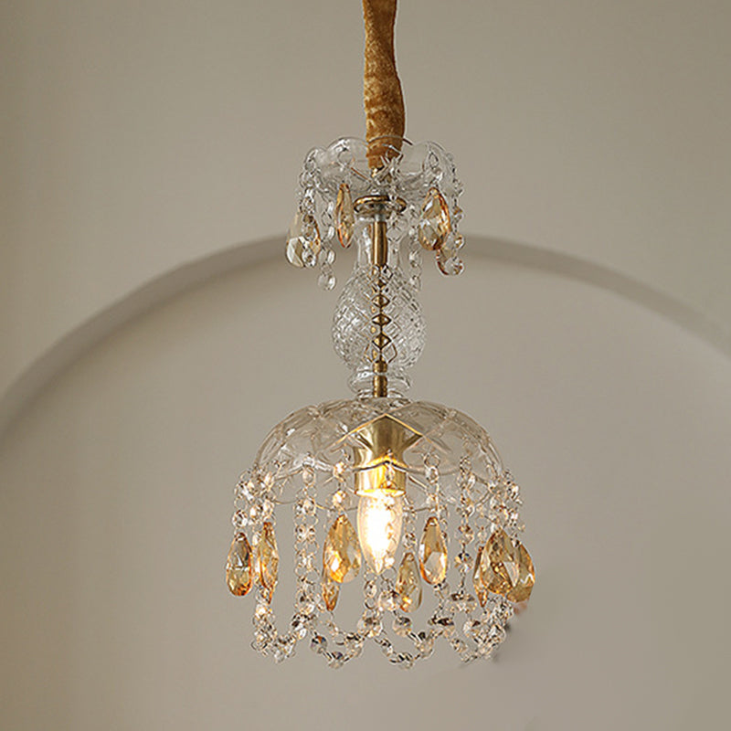 Style moderne Unique Shade Hanging Glass Light 1 Light Sanging Lamping avec Crystal