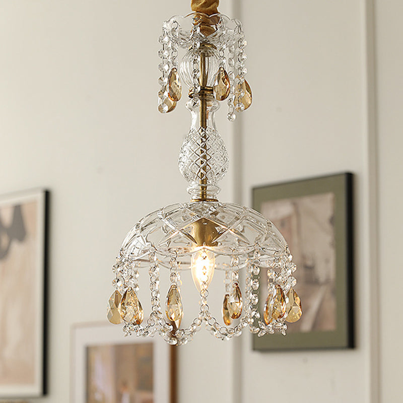 Style moderne Unique Shade Hanging Glass Light 1 Light Sanging Lamping avec Crystal