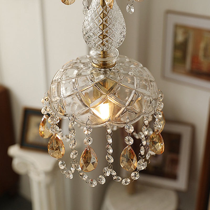 Style moderne Unique Shade Hanging Glass Light 1 Light Sanging Lamping avec Crystal