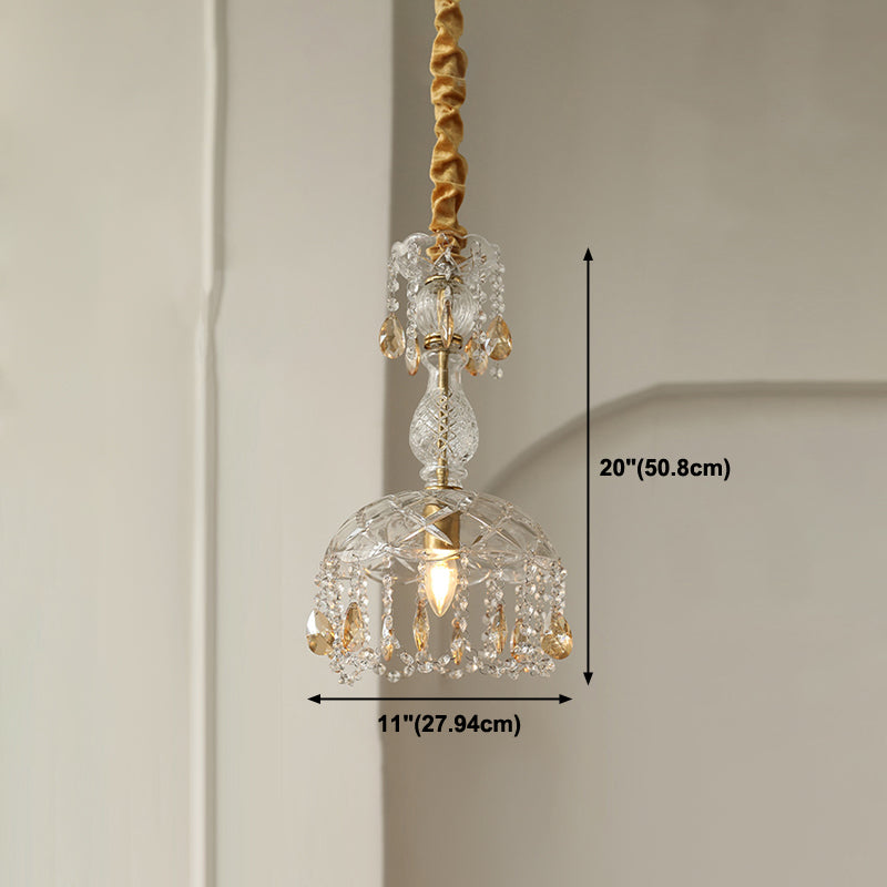 Style moderne Unique Shade Hanging Glass Light 1 Light Sanging Lamping avec Crystal