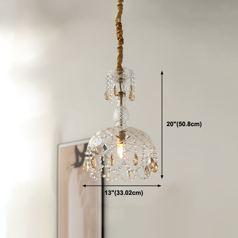 Style moderne Unique Shade Hanging Glass Light 1 Light Sanging Lamping avec Crystal