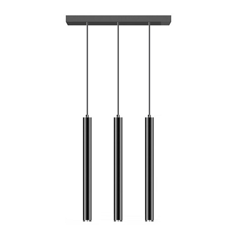 Cylindre Forme Pendant Lumières Style Contemporain Metal Lampes suspendues en noir