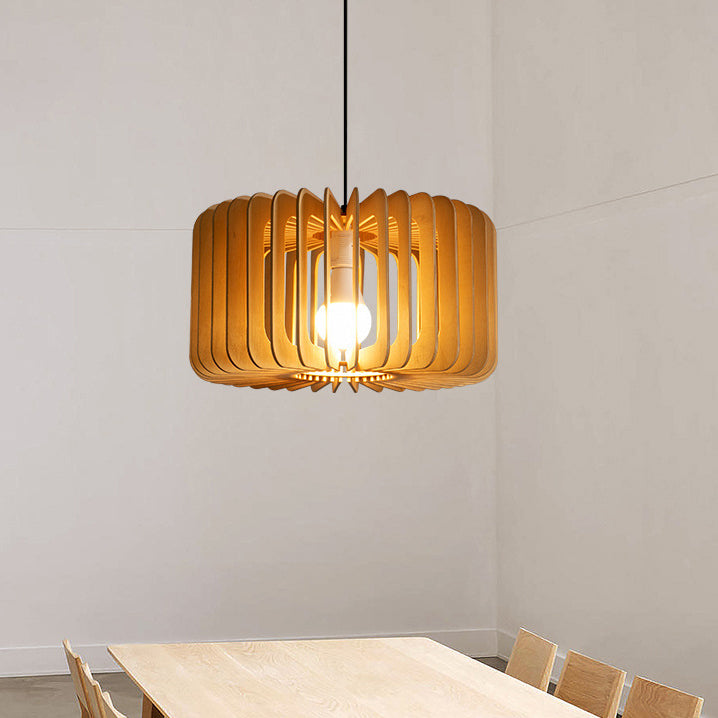 Géométrique Hanging Light Modern Style Bois 1 Lumière Flush Sanging Lighttures