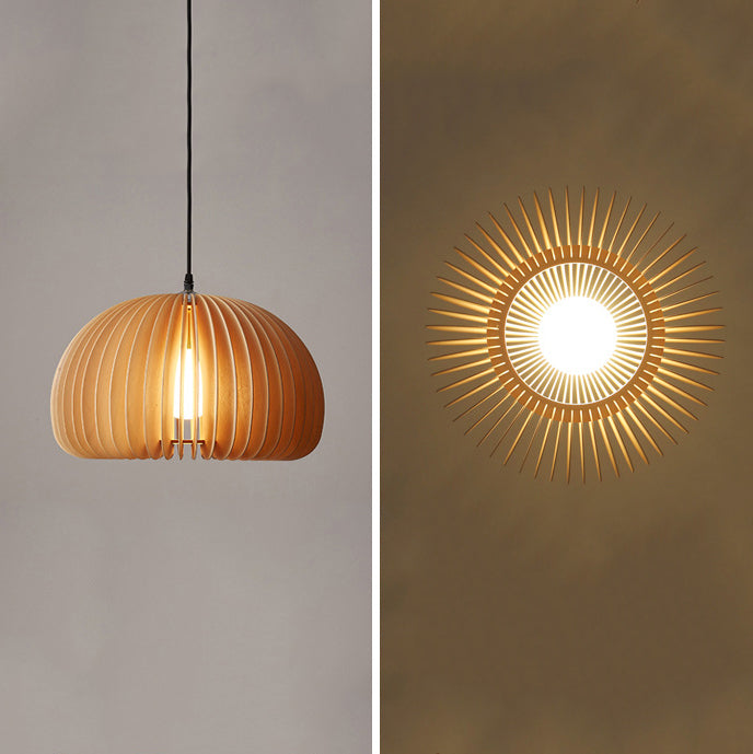 Géométrique Hanging Light Modern Style Bois 1 Lumière Flush Sanging Lighttures