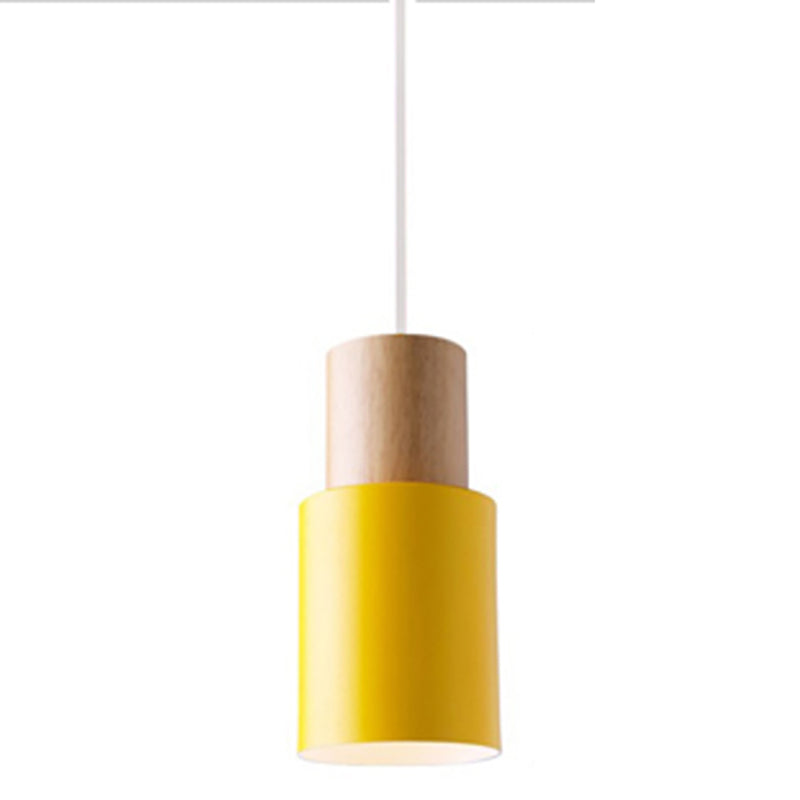 Macaron Style Hanging Lightture Pendant 1 Light Pendant avec bois pour chambre à coucher