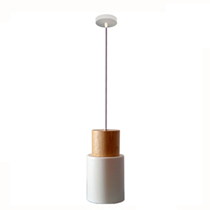 Macaron Style Hanging Light Fixture 1-Light Pendant Lamp with Wood for Bedroom