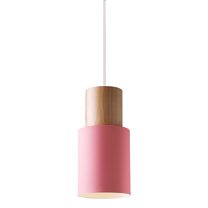 Macaron Style Hanging Lightture Pendant 1 Light Pendant avec bois pour chambre à coucher