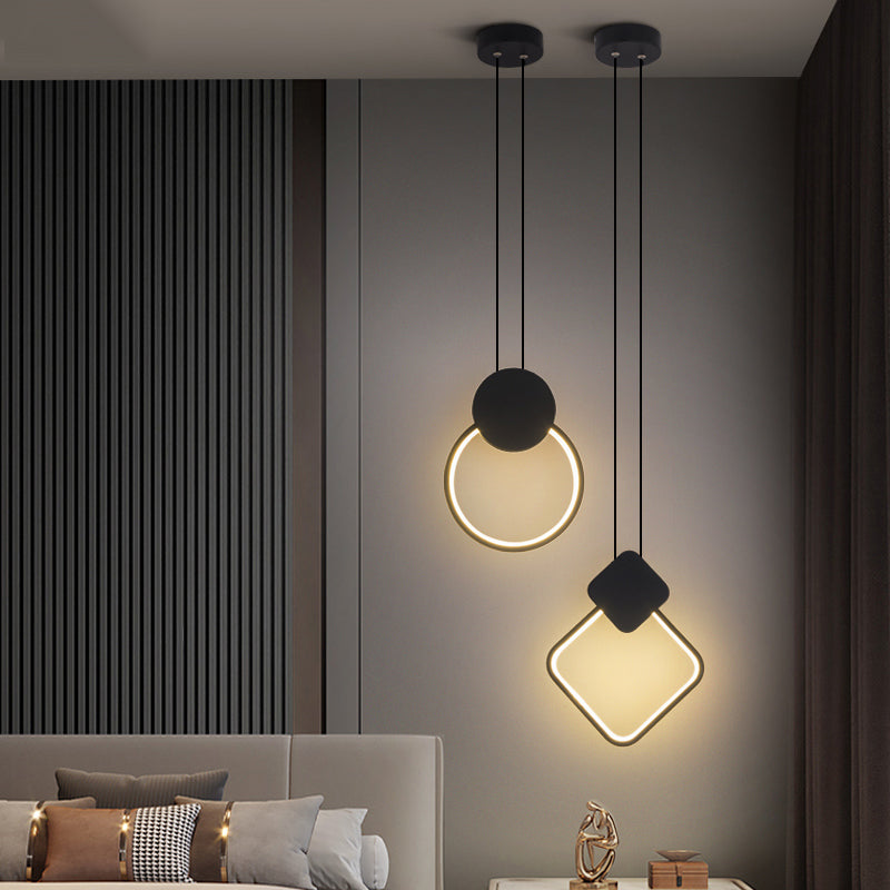 Géométrie Forme Pendant Light Métal contemporain 1 Éclairage pendentif clair en noir