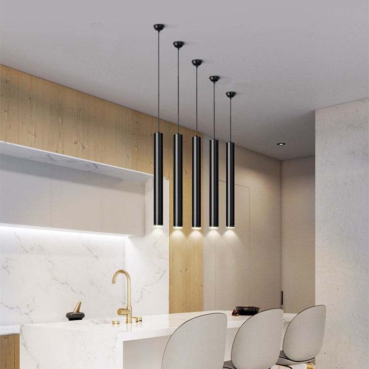 Forme de cylindre Lights Lights Contemporary Metal Pending Lighting Fixtures en noir