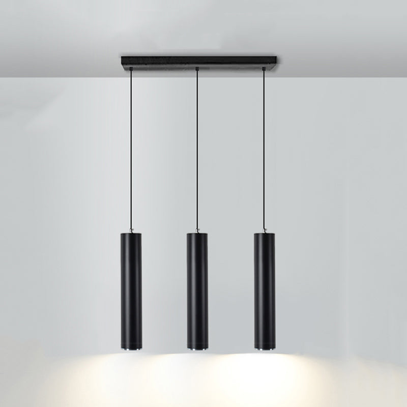 Forme de cylindre Lights Lights Contemporary Metal Pending Lighting Fixtures en noir