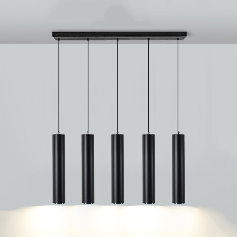 Forme de cylindre Lights Lights Contemporary Metal Pending Lighting Fixtures en noir