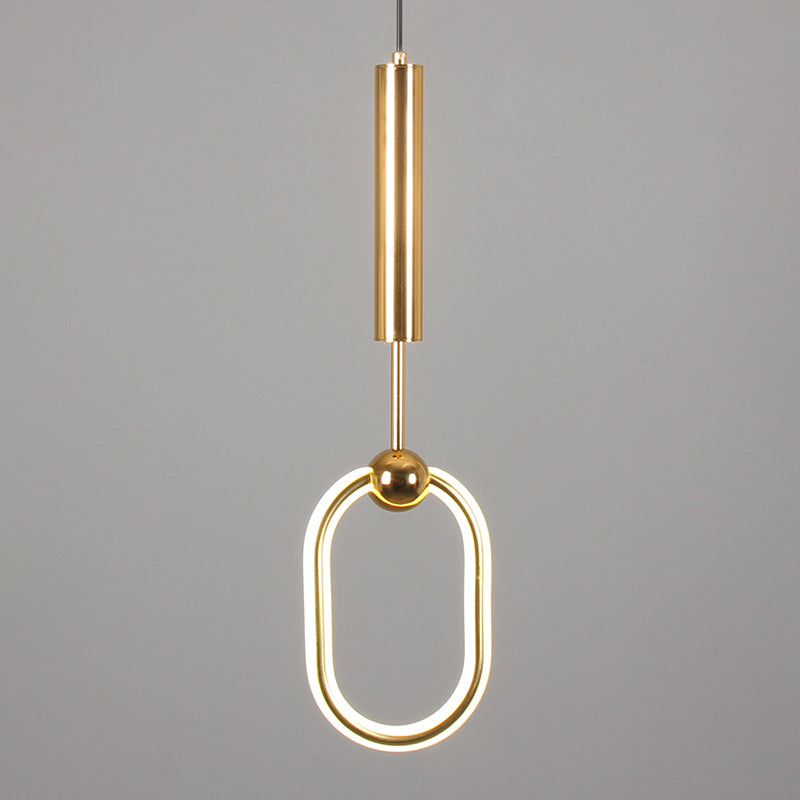 Style contemporain linéaire pendant léger métal simple léger lampe suspendue en or