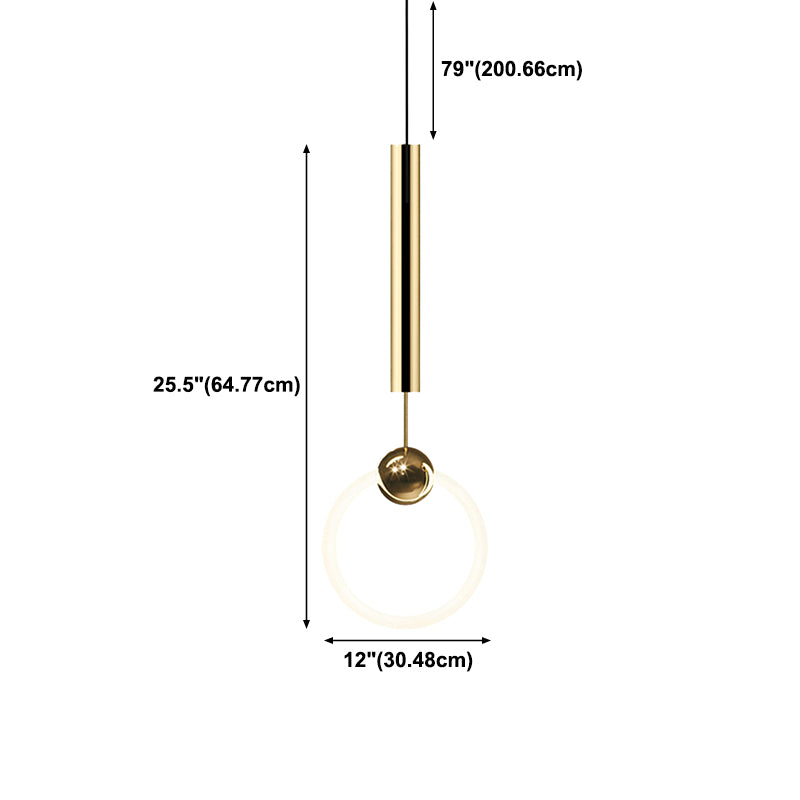 Style contemporain linéaire pendant léger métal simple léger lampe suspendue en or