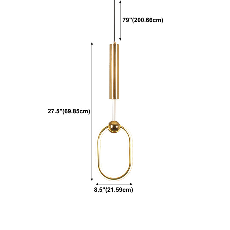 Style contemporain linéaire pendant léger métal simple léger lampe suspendue en or