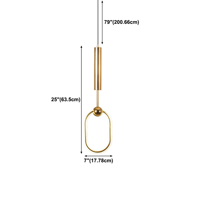 Style contemporain linéaire pendant léger métal simple léger lampe suspendue en or