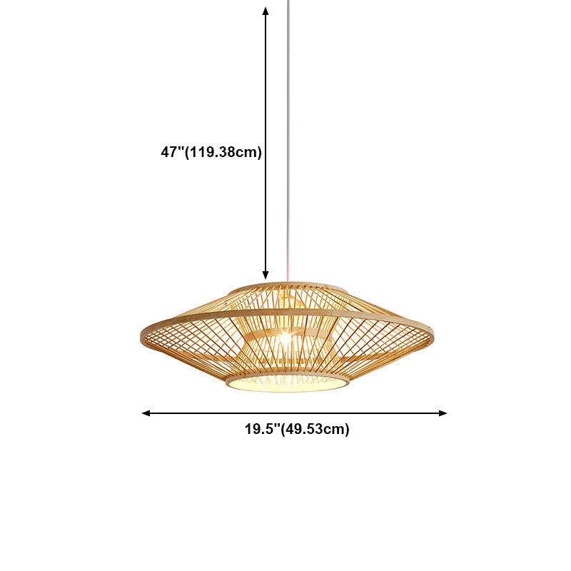 Géométrique Hanging Light Modern Style Wood 1 Light Down Lighting