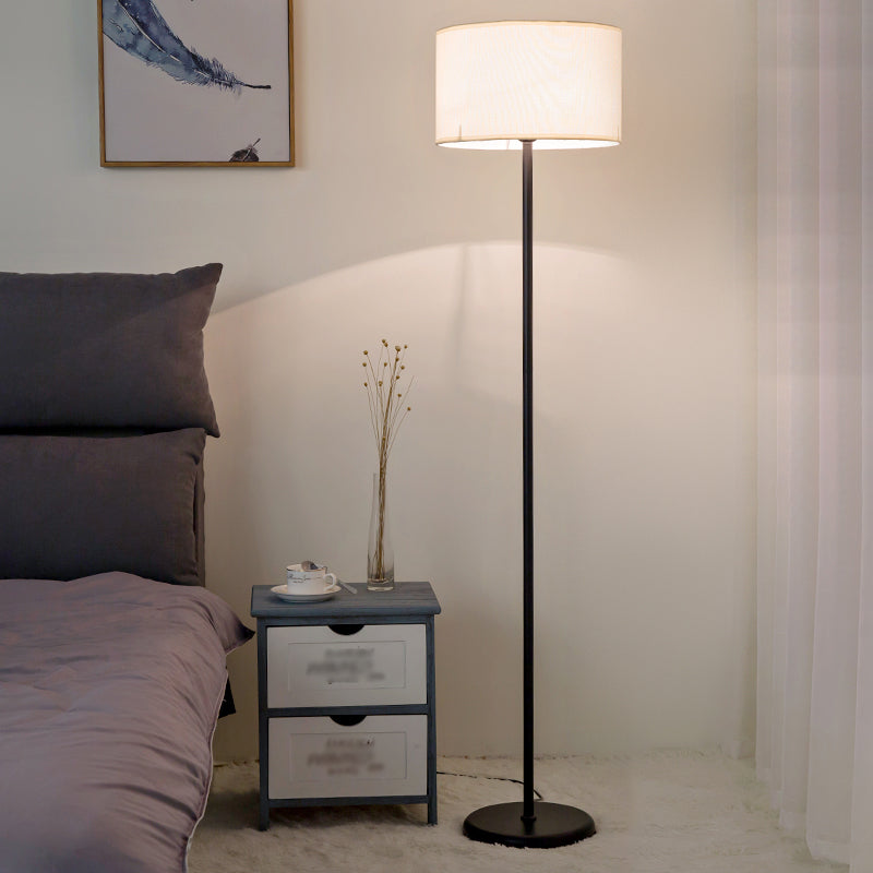 Lampada da pavimento in stile semplice moderno luce colorata lampadina con sfumatura di stoffa per camera da letto