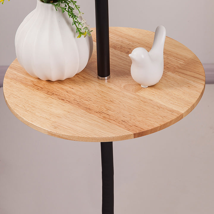 Nordic Style Eisenstock -Lampt -Stofftuch -Schattenlampe Bodenlicht mit Holztisch für Schlafzimmer