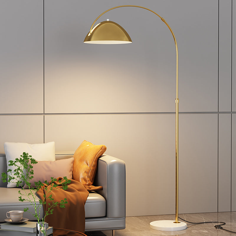 Modern Simple Iron Floor Lamp Geometry Bulb Floor Light with Marble Base for Bedroom