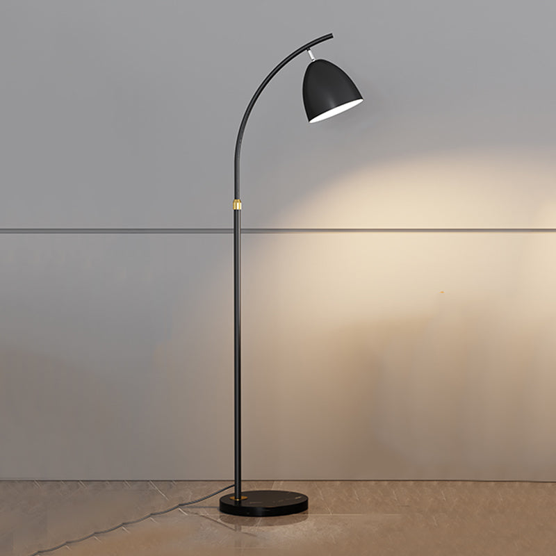 Modern Simple Iron Floor Lamp Geometry Bulb Floor Light with Marble Base for Bedroom