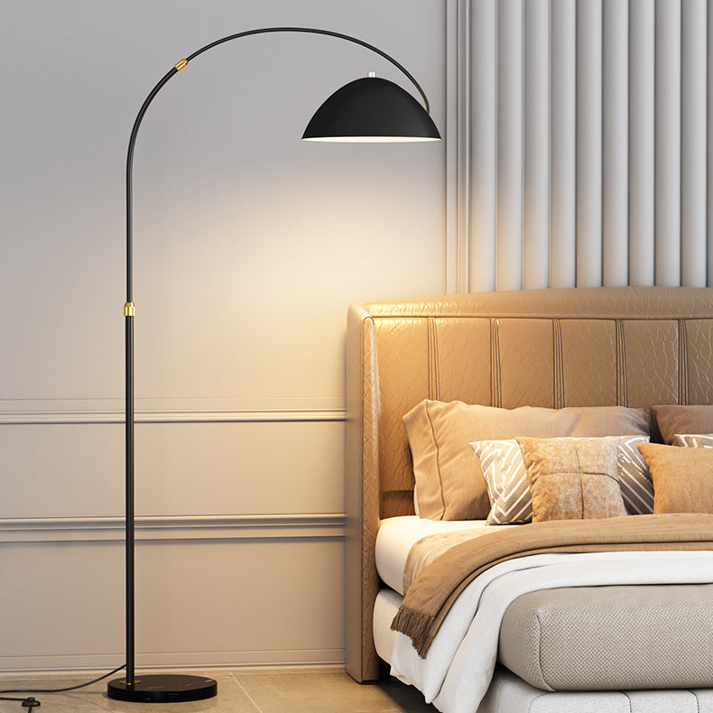 Modern Simple Iron Floor Lamp Geometry Bulb Floor Light with Marble Base for Bedroom