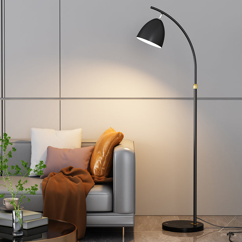 Modern Simple Iron Floor Lamp Geometry Bulb Floor Light with Marble Base for Bedroom