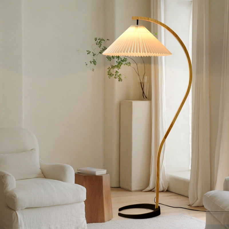 Modern Simple Floor Lamp Rotatable Bulb Floor Light with Cloth Shade for Bedroom