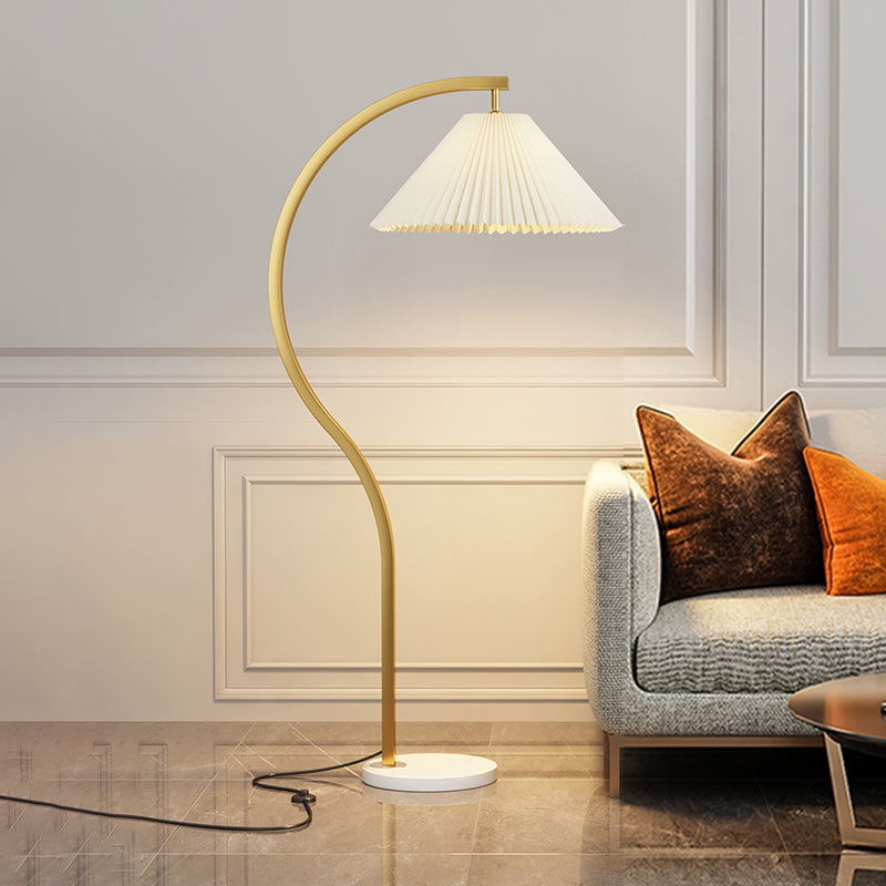 Modern Simple Floor Lamp Rotatable Bulb Floor Light with Cloth Shade for Bedroom