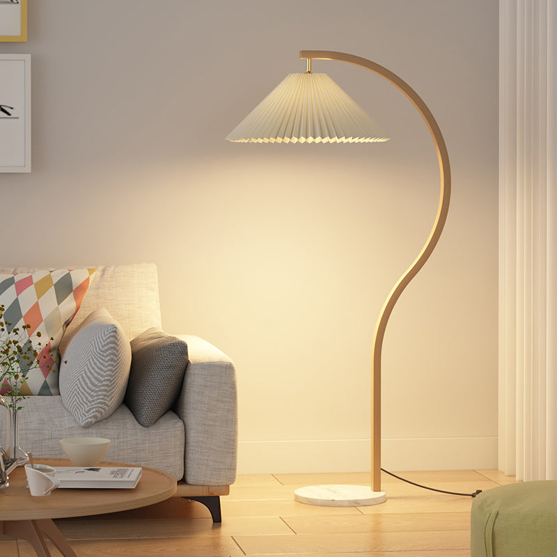 Modern Simple Floor Lamp Rotatable Bulb Floor Light with Cloth Shade for Bedroom