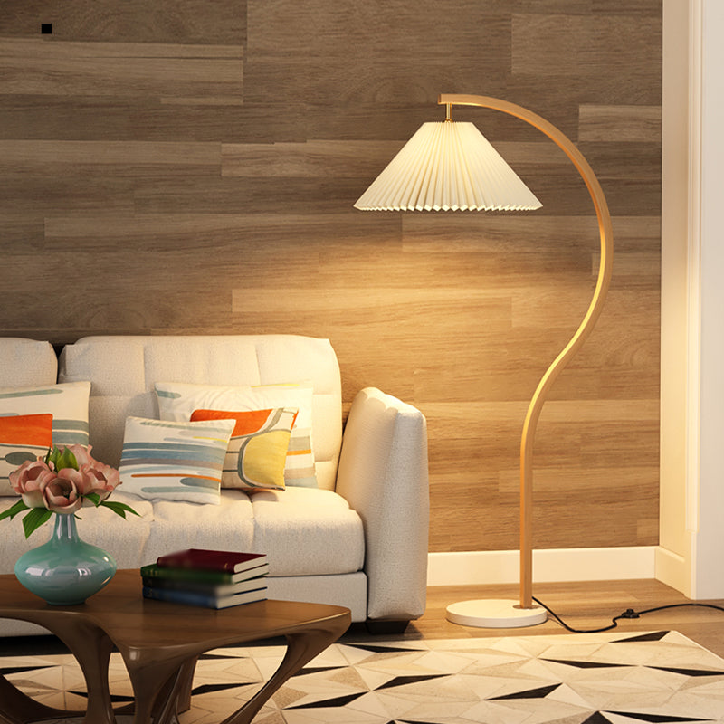 Modern Simple Floor Lamp Rotatable Bulb Floor Light with Cloth Shade for Bedroom