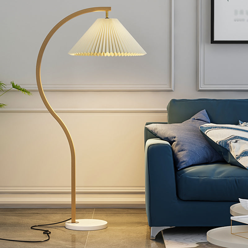 Modern Simple Floor Lamp Rotatable Bulb Floor Light with Cloth Shade for Bedroom