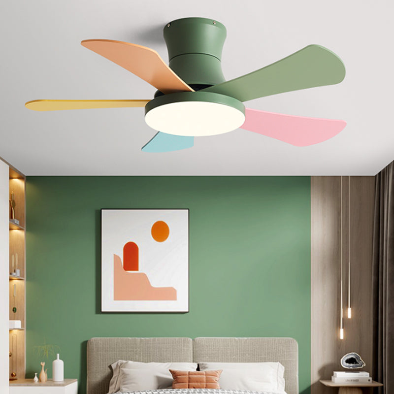 Modern Style Ceiling Fan Lighting Metal 1 Light Ceiling Fan Light with Wood for Bedroom