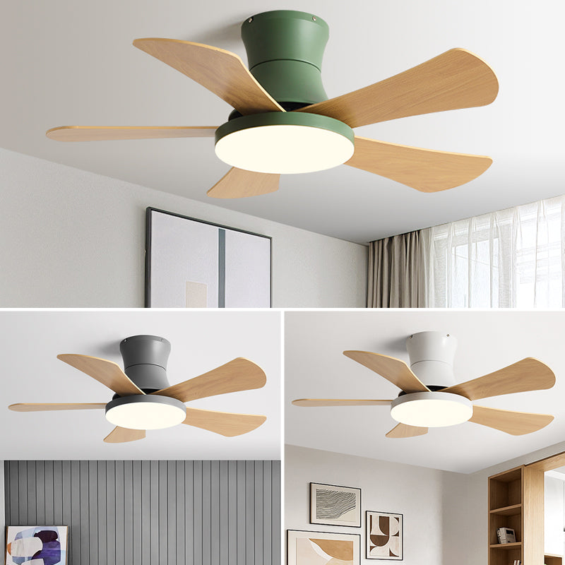 Modern Style Ceiling Fan Lighting Metal 1 Light Ceiling Fan Light with Wood for Bedroom