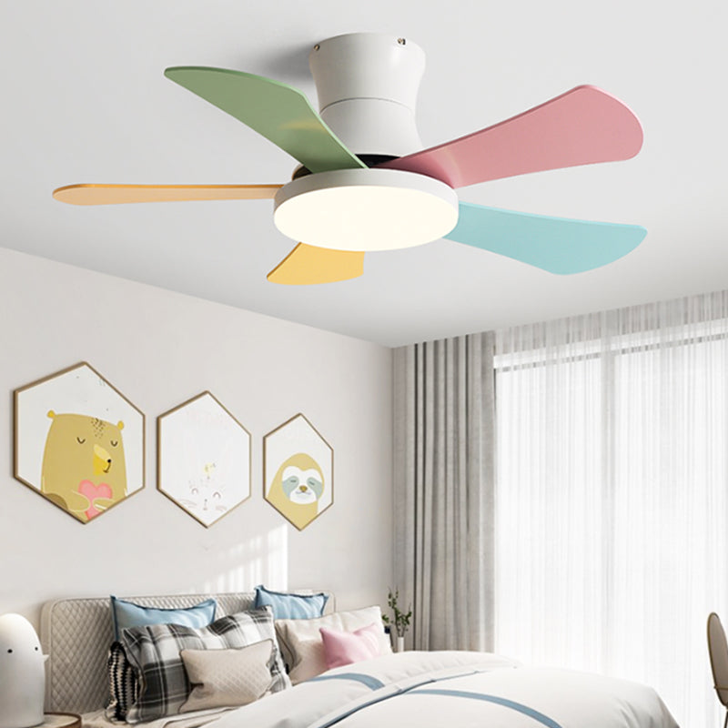 Modern Style Ceiling Fan Lighting Metal 1 Light Ceiling Fan Light with Wood for Bedroom