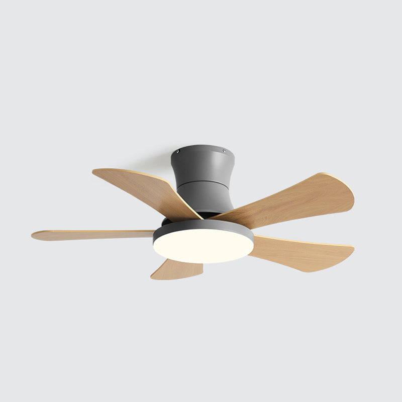 Modern Style Ceiling Fan Lighting Metal 1 Light Ceiling Fan Light with Wood for Bedroom