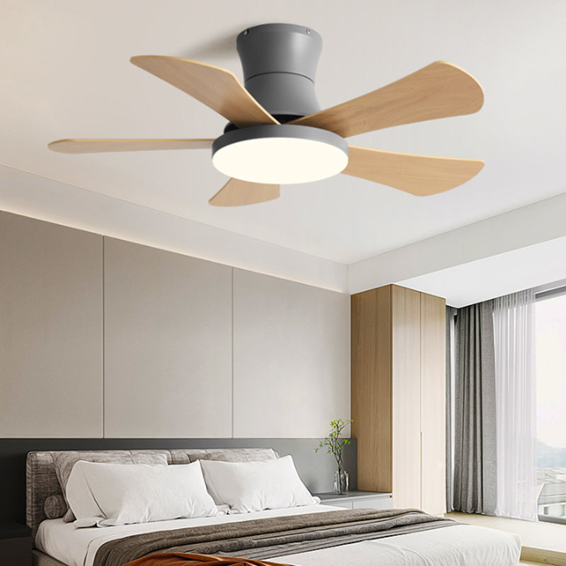 Modern Style Ceiling Fan Lighting Metal 1 Light Ceiling Fan Light with Wood for Bedroom