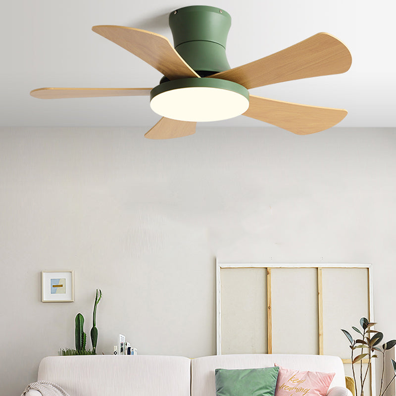 Modern Style Ceiling Fan Lighting Metal 1 Light Ceiling Fan Light with Wood for Bedroom