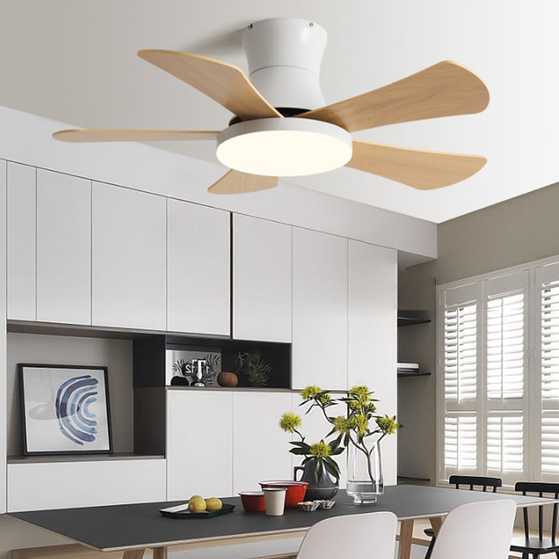 Modern Style Ceiling Fan Lighting Metal 1 Light Ceiling Fan Light with Wood for Bedroom