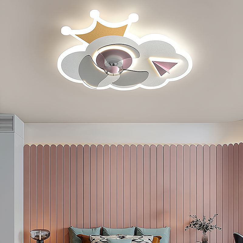 Chlidren Style Ceiling Fan Light LED Ceiling Mount Light with Acrylic Shade for Kid's Room