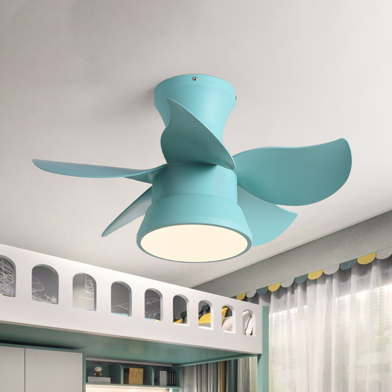 Ceiling Fan Lamp Kids Style LED Metal Ceiling Flush Mount Light for Bedroom