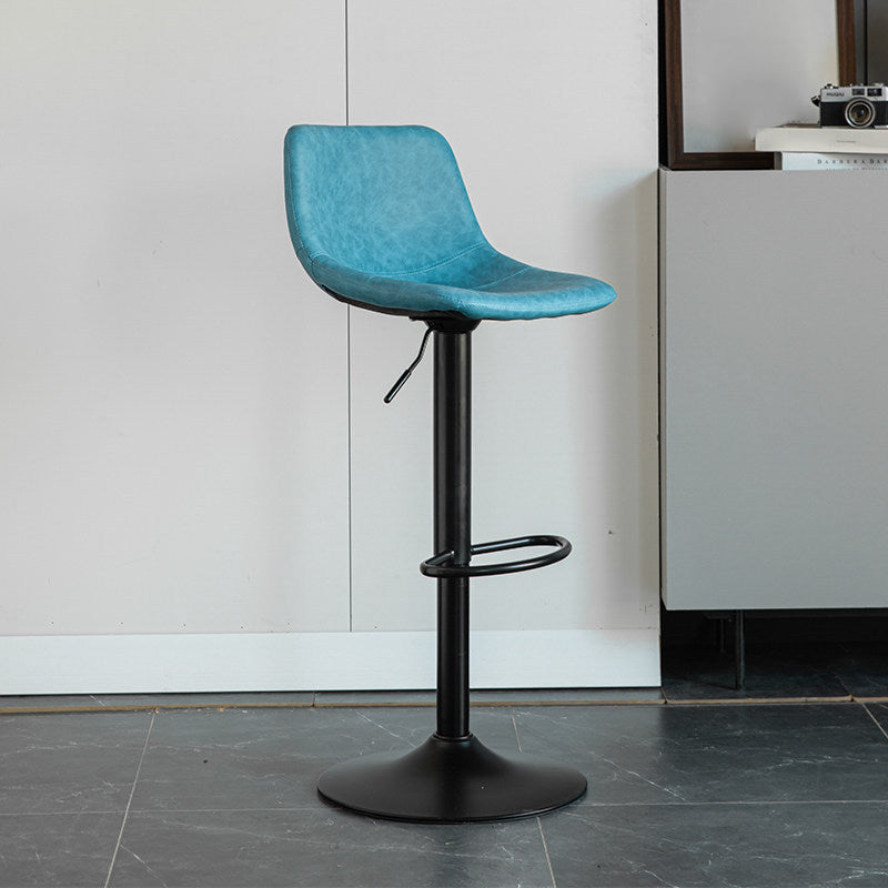 Contemporary Matte Finish Leather Barstool Adjustable Height Footrest Home Stool