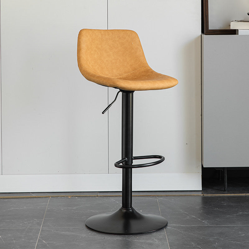 Contemporary Matte Finish Leather Barstool Adjustable Height Footrest Home Stool