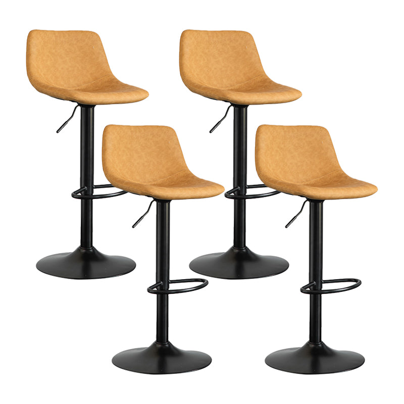 Contemporary Matte Finish Leather Barstool Adjustable Height Footrest Home Stool