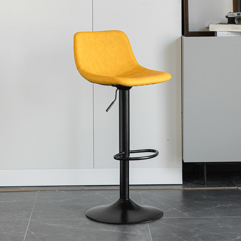 Contemporary Matte Finish Leather Barstool Adjustable Height Footrest Home Stool