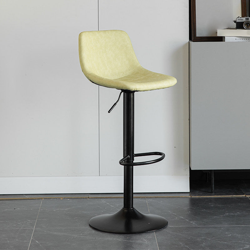 Contemporary Matte Finish Leather Barstool Adjustable Height Footrest Home Stool