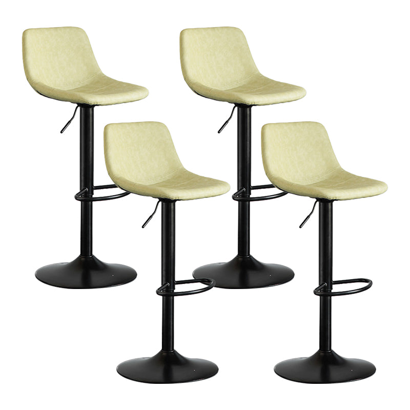 Contemporary Matte Finish Leather Barstool Adjustable Height Footrest Home Stool