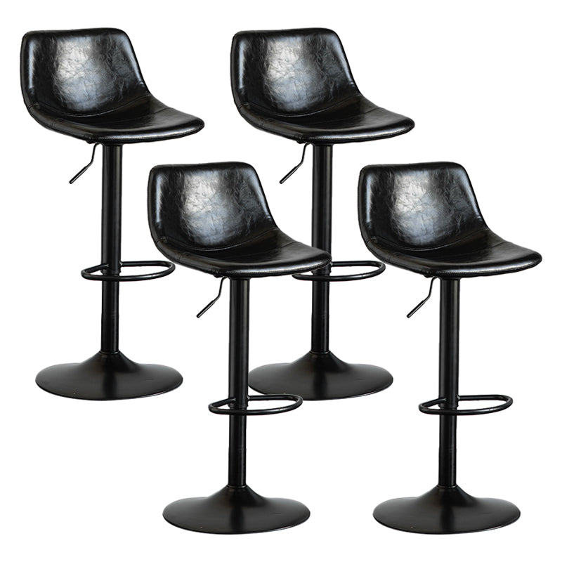 Contemporary Matte Finish Leather Barstool Adjustable Height Footrest Home Stool