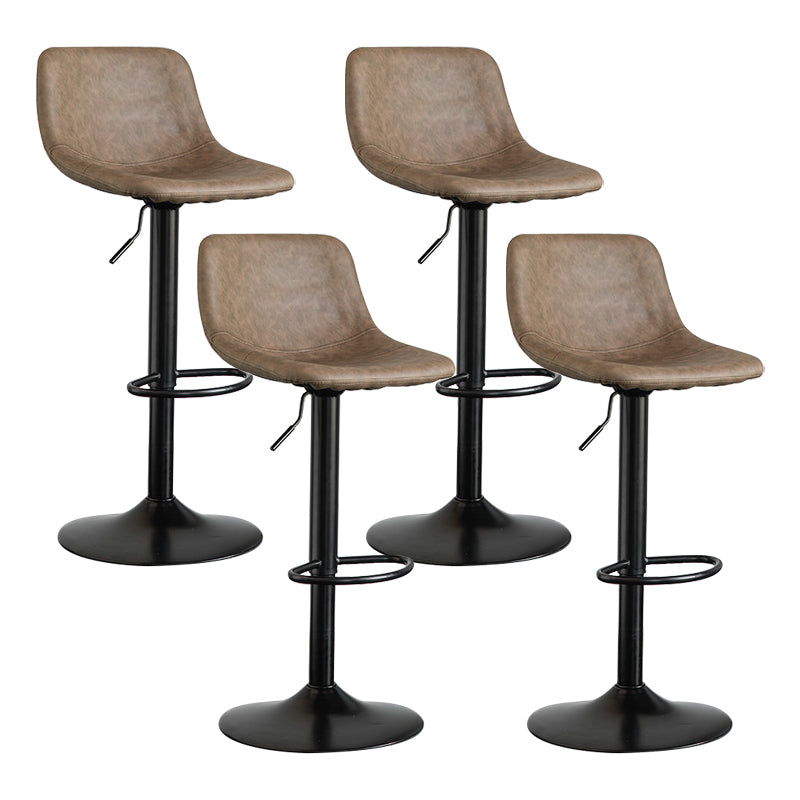 Contemporary Matte Finish Leather Barstool Adjustable Height Footrest Home Stool