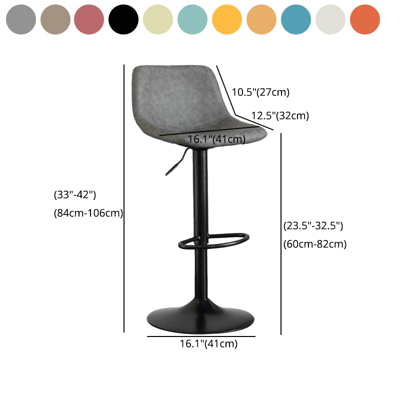 Contemporary Matte Finish Leather Barstool Adjustable Height Footrest Home Stool