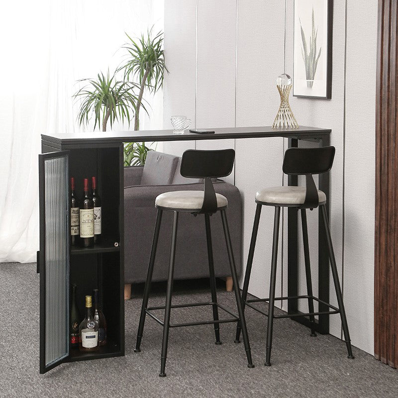 Stone Bar Dining Table Modern Rectangle Bar Table with Double Pedestal for Living Room